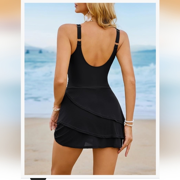 Arolina Women's One-Piece Swim Dress Tummy Control Modest Swimsuit with Swim NEW - Picture 12 of 16